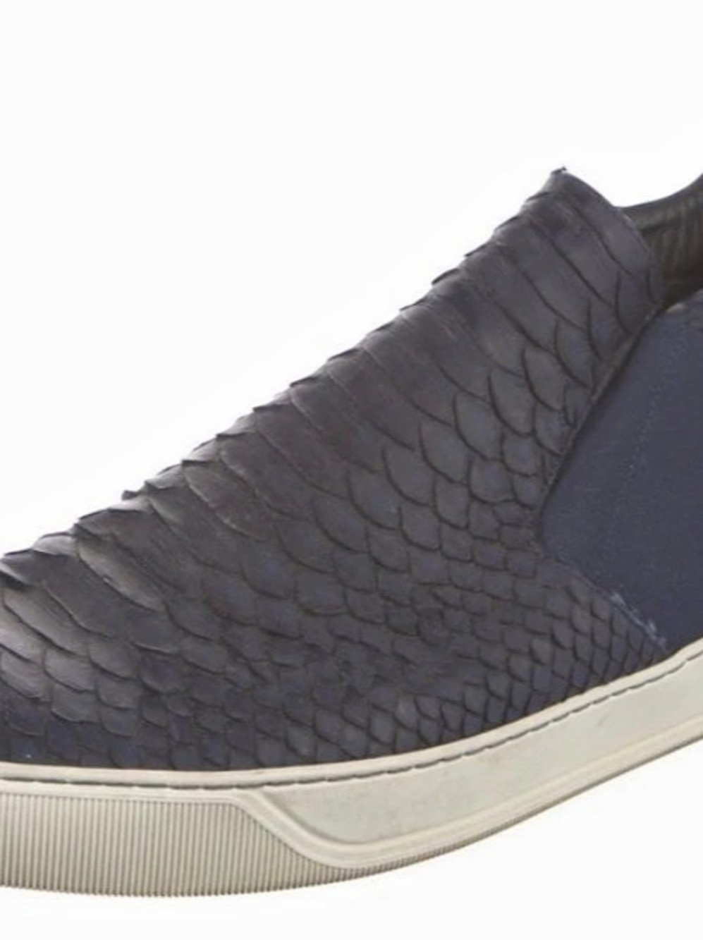 LANVIN Men's Textured Slip-On Sneakers in Blue